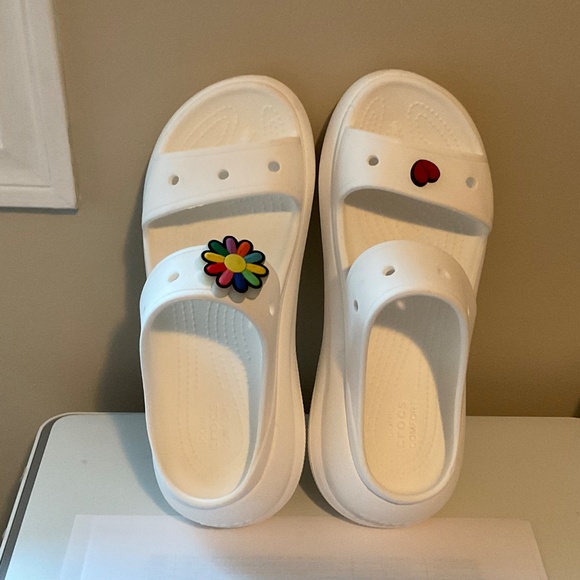 CROCS White Sandals with Colorful Charms - Picture 2 of 6